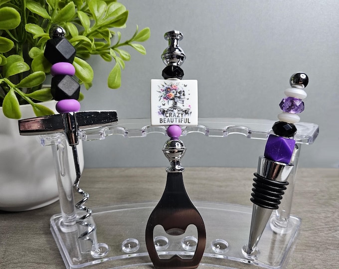 Featured listing image: Beaded Wine Stopper, Cork Screw, & Bottle Opener Sets