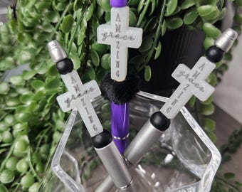 Amazing Grace Beaded Pen, Religious Gift with Refills