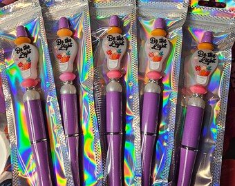 Be the Light Silicone Beaded Pen, Black Ink, Inspirational Gift