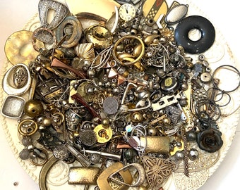 HUGE 2 POUNDS METAL Bead Findings Lot Silver Gold Tone