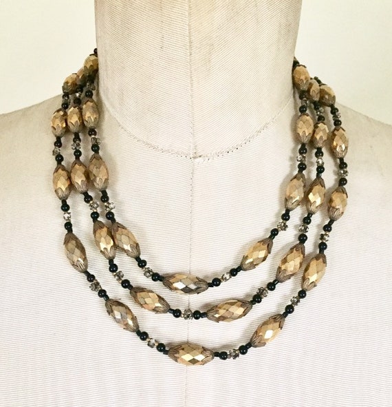 MIRIAM HASKELL 1950s beaded multi strand necklace