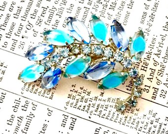 Vintage Brooch Blue Rhinestone 1950s Juliana D E