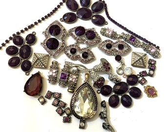 Rhinestone destash lot crafting jewelry making assemblage