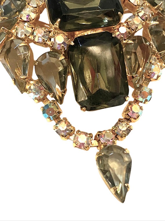Spectacular Gray Rhinestone  Statement Brooch Pen… - image 2