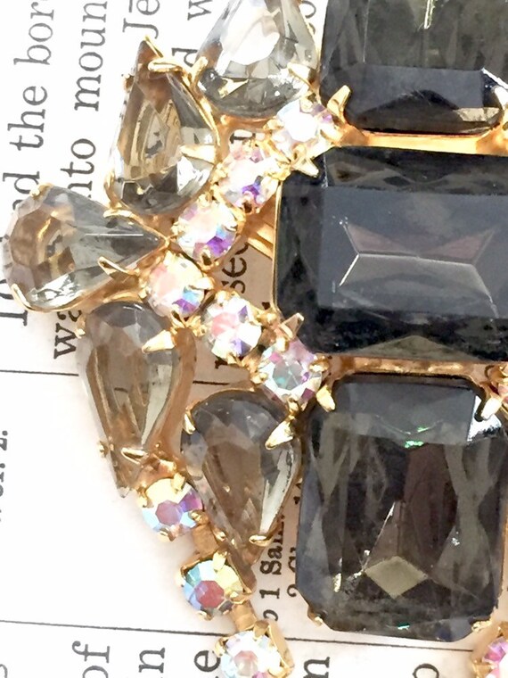Spectacular Gray Rhinestone  Statement Brooch Pen… - image 6