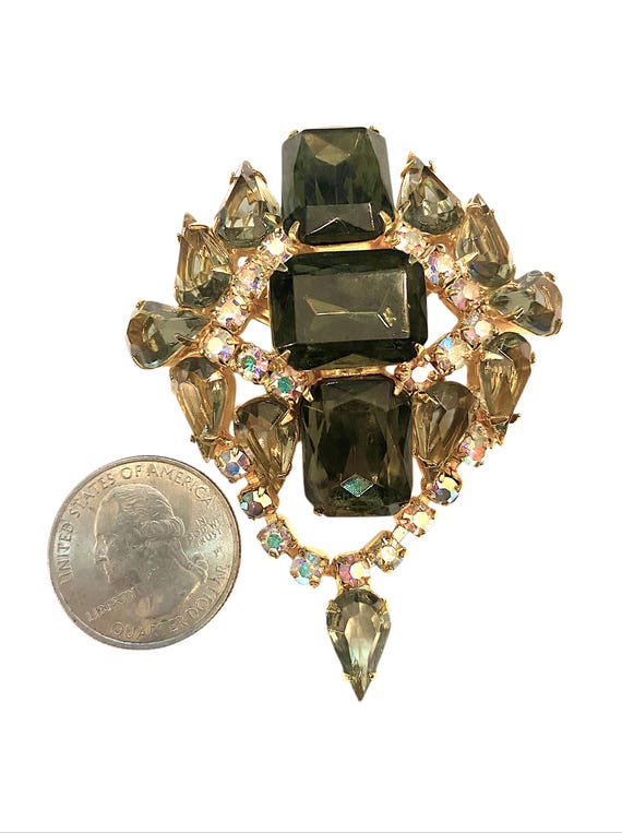 Spectacular Gray Rhinestone  Statement Brooch Pen… - image 4