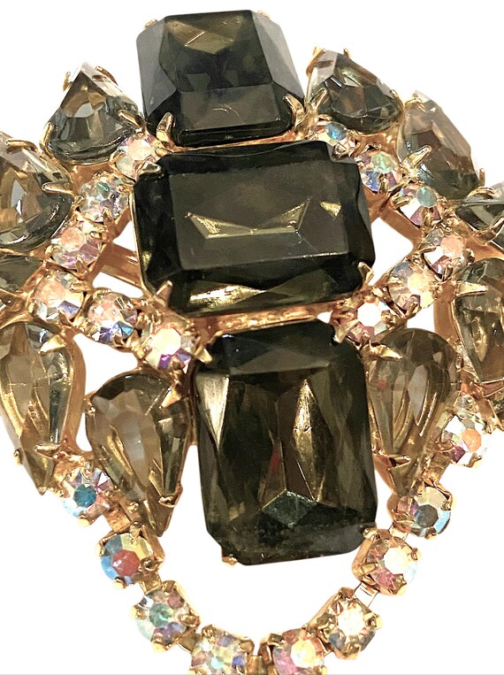 Spectacular Gray Rhinestone  Statement Brooch Pen… - image 3