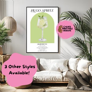 Hugo Spritz Art Print | Bar Cart Decor | Cocktail Poster | Signature Drink Sign | Trendy Wall | Minimalist Elegant Sophisticated Mixology