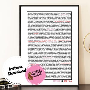 Trixie & Katya &quot;Oh Honey&quot; Quote Art Print - RuPaul&#39;s Drag Race (Digital Download)