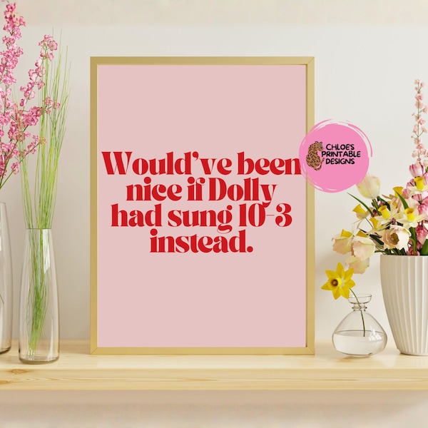 Dolly Parton Quote Print: Funny Pink and Red Wall Art