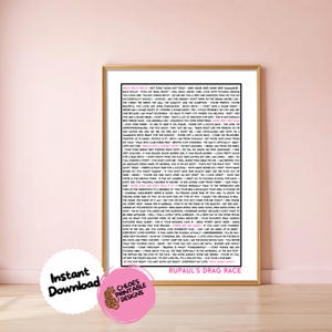 RuPaul&#39;s Drag Race Quote Print: Sassy LGBTQ+ Wall Art (Digital Download Available)