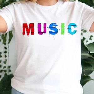 MUSIC Tshirt, Bold Artistic Graphic Tshirt, Universal Language of Music Tee, Musicians, Music Lovers Tee