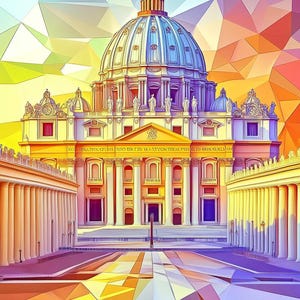 St. Peter&#39;s Basilica Print – Abstract Vatican City Wall Art – Digital Download Poster
