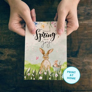 Frühling leere Note Karte druckbare Blumen & Hase Ostergeschenke für Kinder, Gruß für Familie, für Freunde, A4 Layout Digital Download