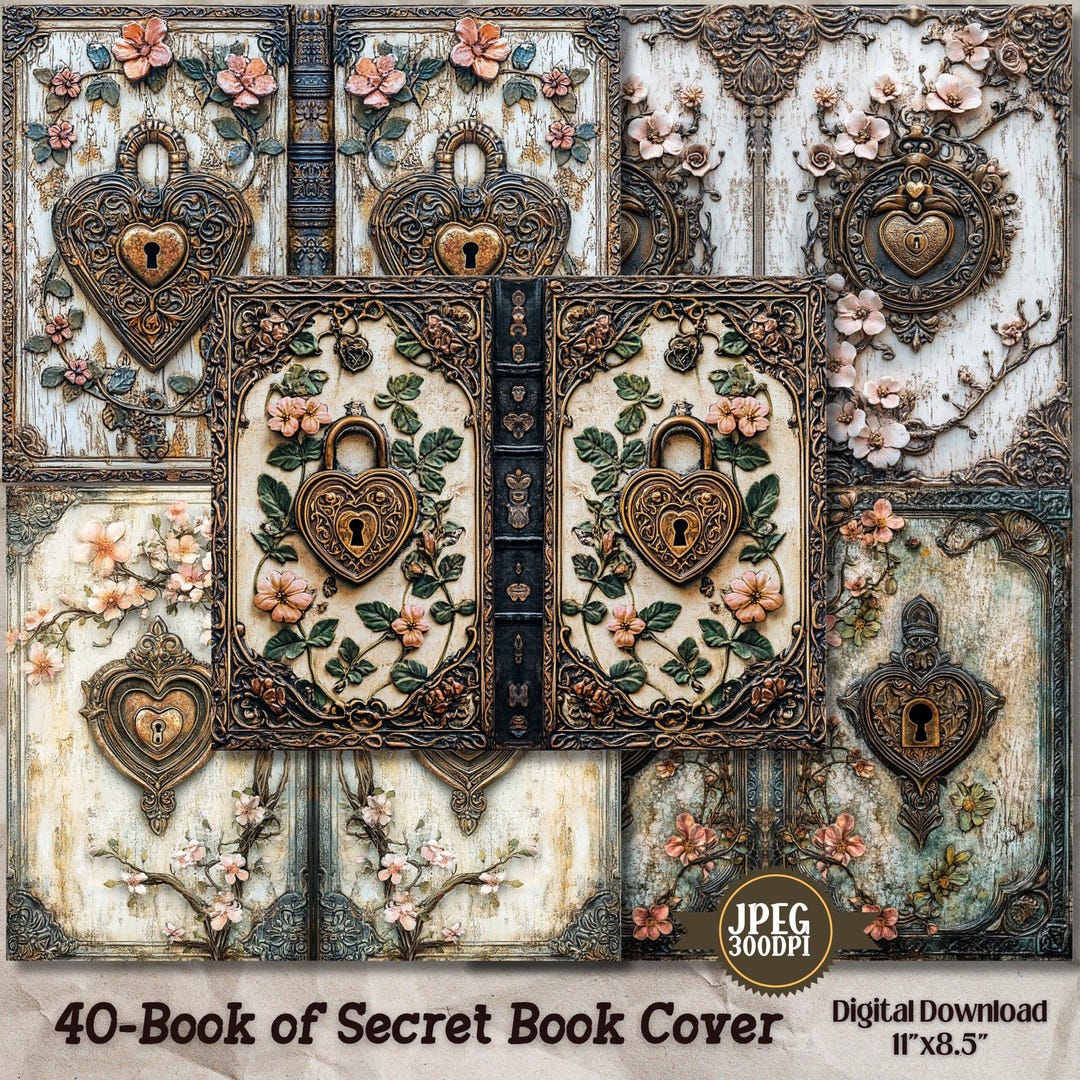Shabby Chic Book Cover: Vintage Junk Journal Pages (40 JPEG) (digital ...