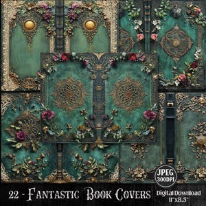 Victorian Book Cover Junk Journal Kit: Grimoire Shabby Chic Designs (Digital Download)