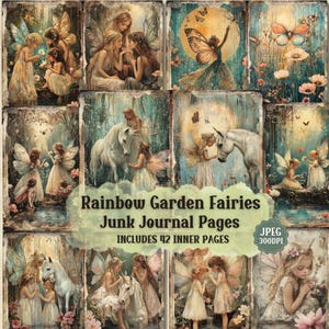 Rainbow Fairies Journal Pages: Vintage Shabby Chic Ephemera (42 JPEG)