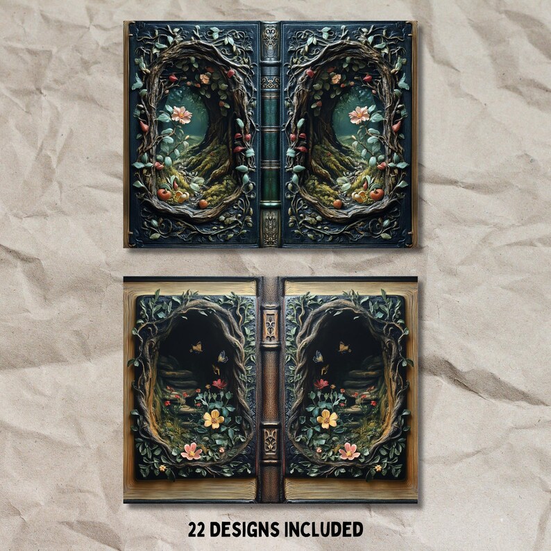 Fantasy Forest Book Cover Junk Journal Kit: Shabby Chic Digital Paper ...