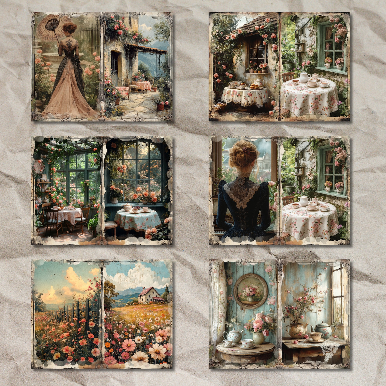 Victorian Rustic Junk Journal Kit: Shabby Chic Ephemera (34 JPEG Pages ...