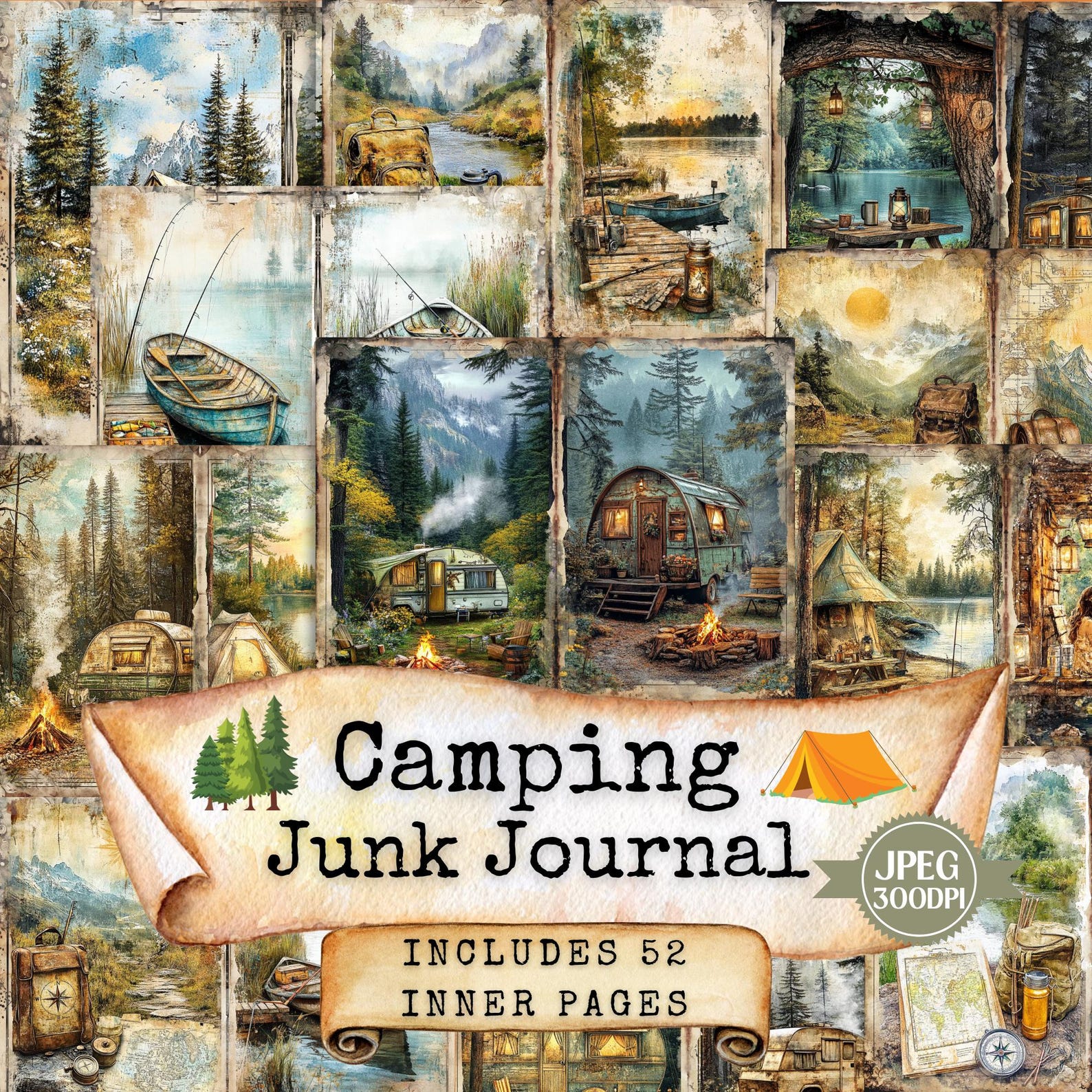 Camping Junk Journal Printable Pages, Vintage Camping, Hiking, and ...