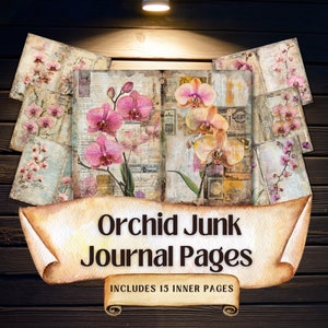 Orchid Junk Journal Pages: Shabby Chic Ephemera (Digital Download)