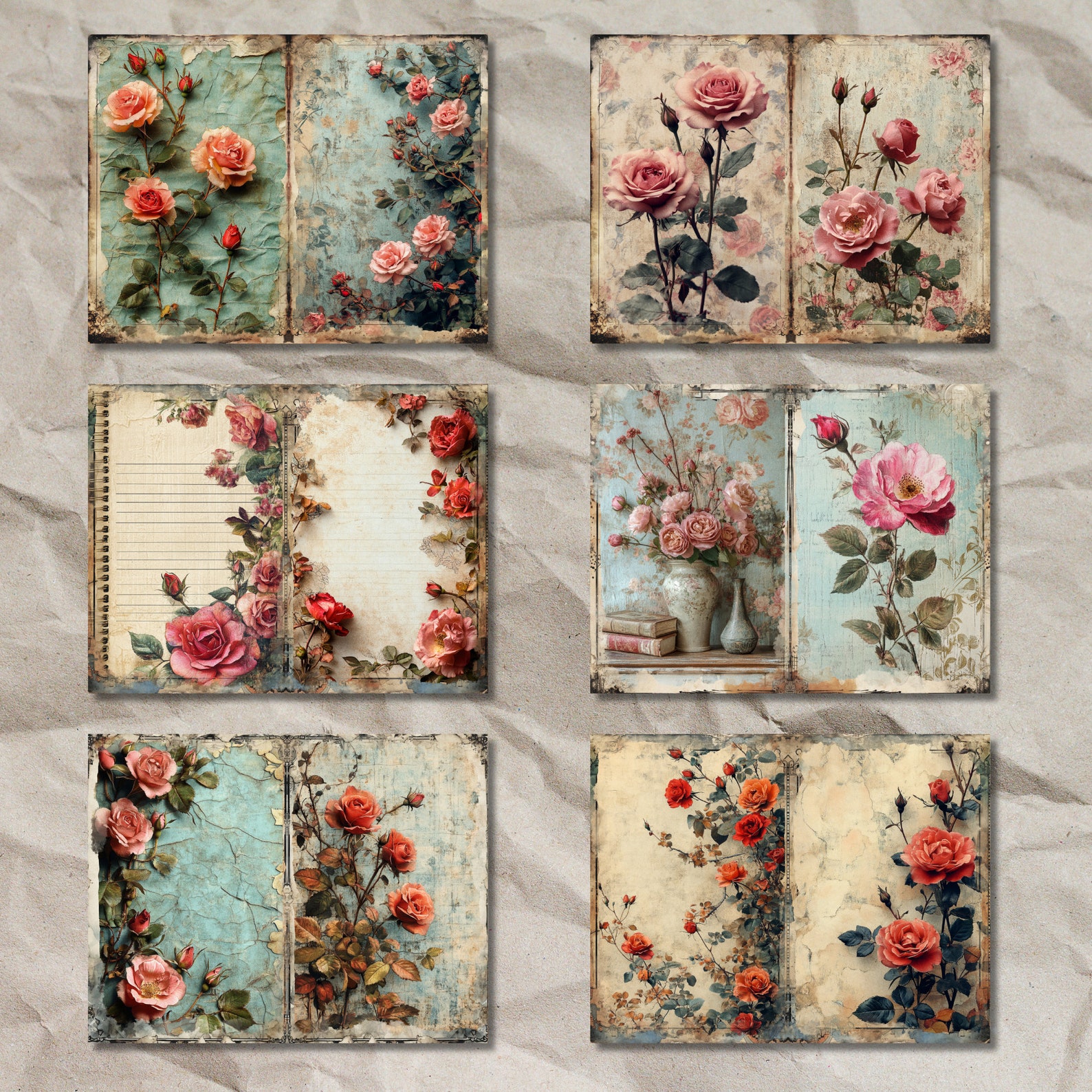 Vintage Rose Junk Journal Kit: Shabby Chic Printable Pages (36 JPEG) - Etsy