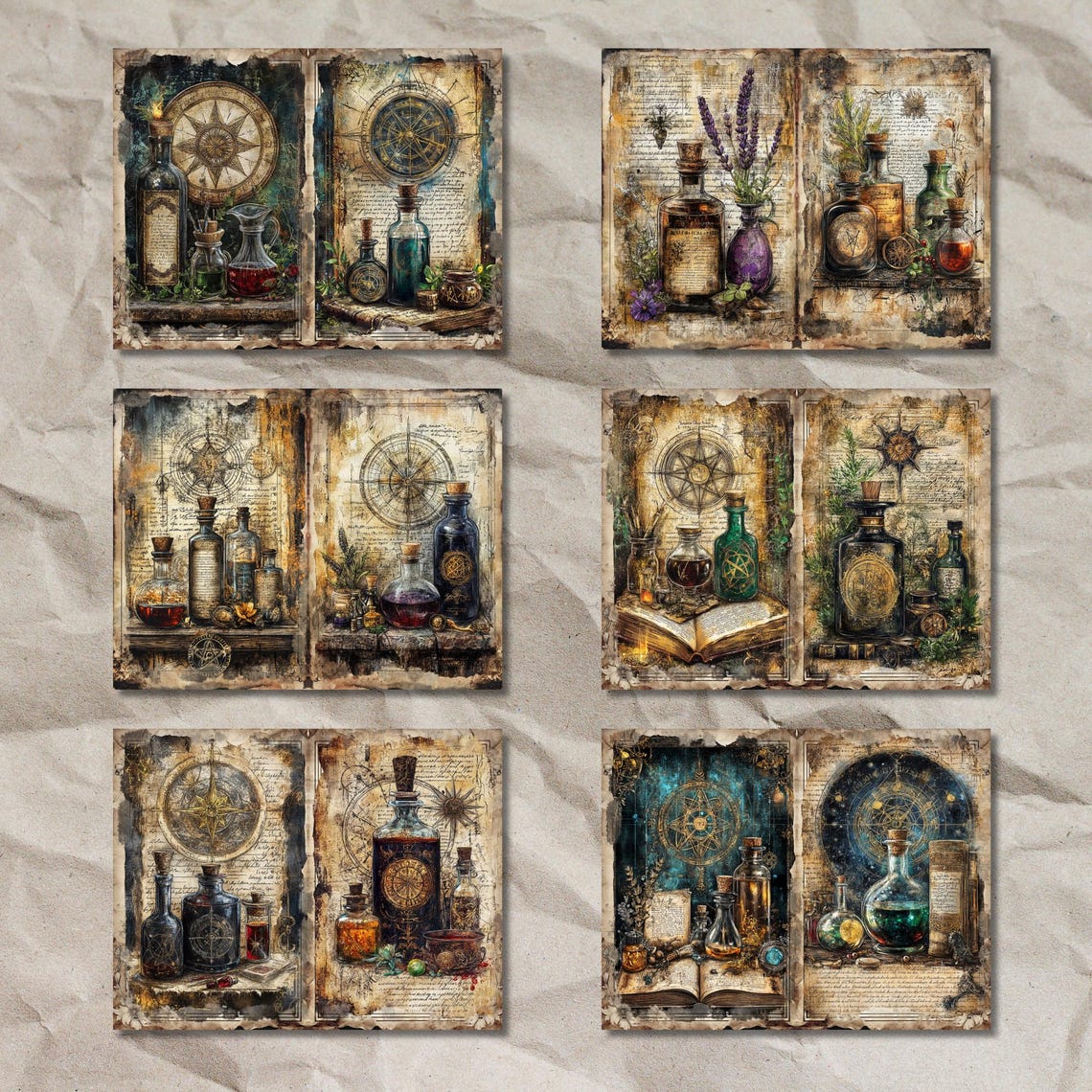 Herbal Grimoire Junk Journal Kit: Vintage Elixirs & Enchantments (56 ...