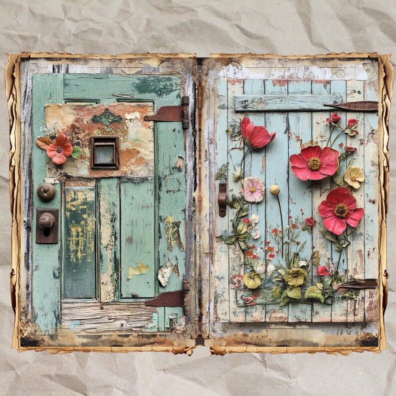 Vintage Wooden Door Junk Journal Kit: Shabby Chic Ephemera (45 JPEG) - Etsy