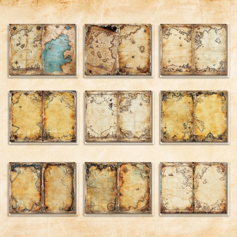 Old Map Junk Journal Pages: Shabby Chic Ephemera (JPEG) - Etsy