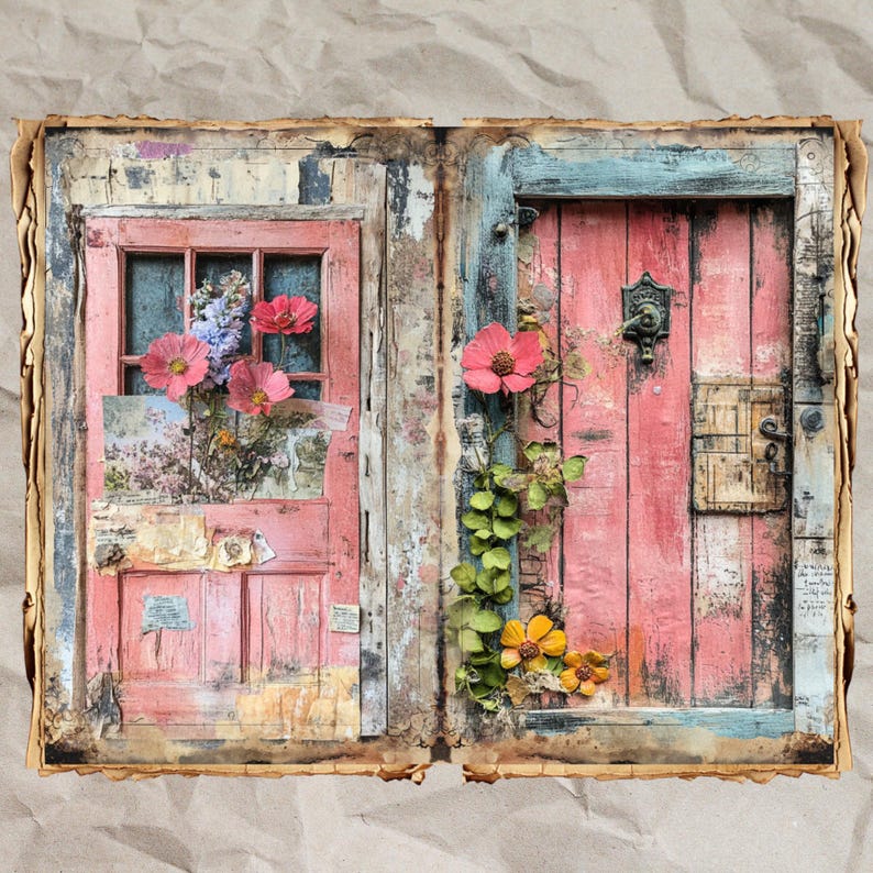 Vintage Wooden Door Junk Journal Kit: Shabby Chic Ephemera (45 JPEG) - Etsy