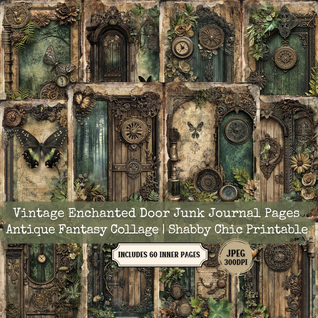 Vintage Enchanted Door Junk Journal Pages | Fairy Garden Portal ...