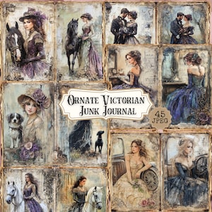 Pagine di diario vittoriano: effimere shabby chic ornate (45 JPEG)