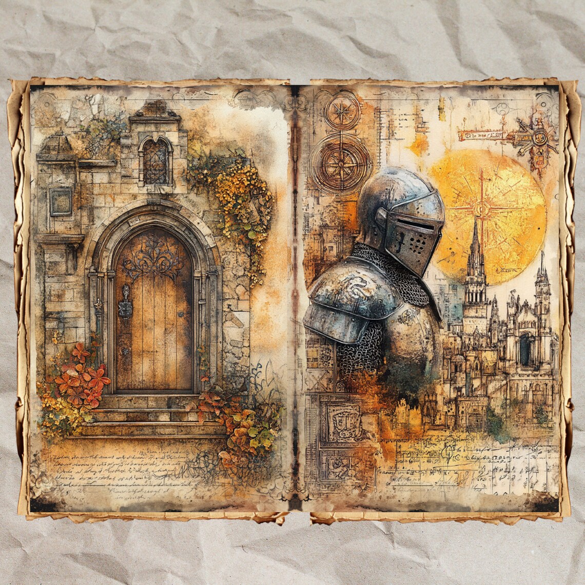 Knight's Era Junk Journal Kit: Watercolor Medieval Ephemera (digital ...