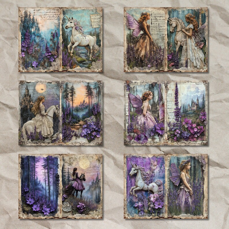 Mythical Creatures Junk Journal Pages: Bohemian Collage (digital ...