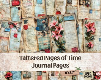 Vintage Ephemera Journal Pages: Shabby Chic Scrapbook Paper (52 JPEG Digital Download)