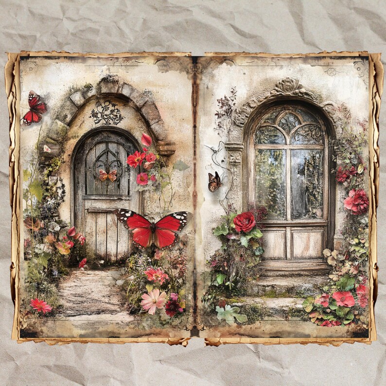 Enchanted Forest Doorway Junk Journal Pages | Vintage Cottagecore ...