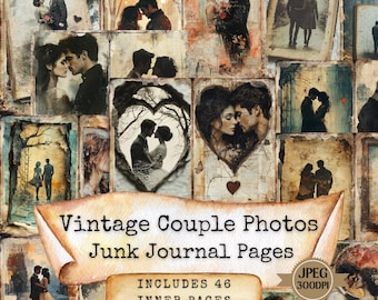 Fotos de casais vintage: páginas de diário chiques e surrados (46 JPEG)