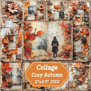 Autumn Junk Journal Pages: Shabby Chic Ephemera (Digital Download)