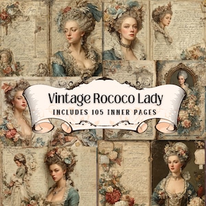 Rococo Lady Junk Journal Pages: Shabby Chic Ephemera (105 JPG Digital Download)