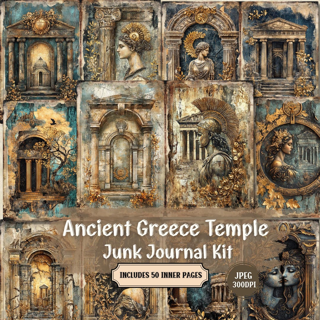 Ancient Greece Temple Junk Journal Kit: Shabby Chic Ephemera (50 JPEG ...