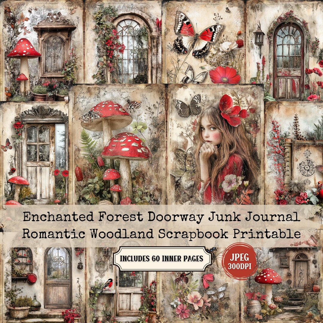 Enchanted Forest Doorway Junk Journal Pages | Vintage Cottagecore ...