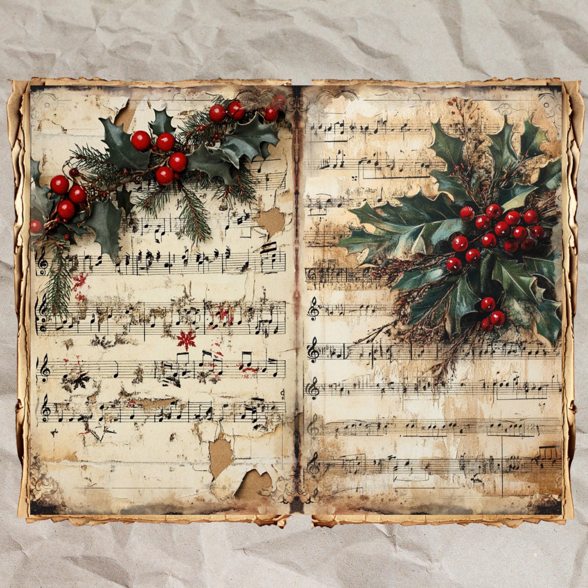 Vintage Christmas Music Sheet: Shabby Chic Junk Journal (48 JPEG) - Etsy