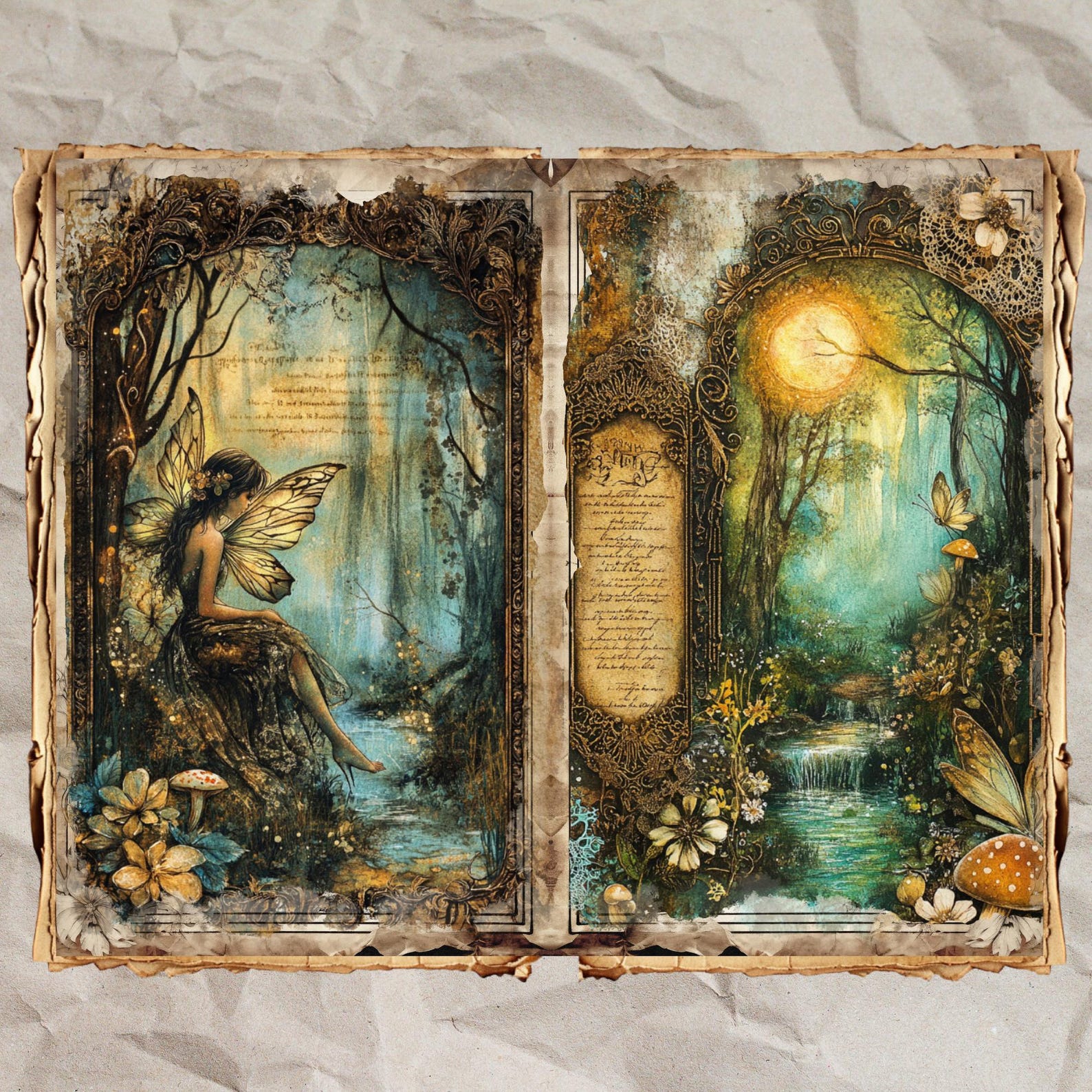 Fairy Tale Junk Journal Pages: Vintage Shabby Chic Collage (digital ...