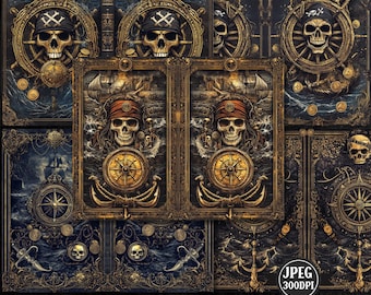 Zestaw do tworzenia dziennika śmieci w stylu vintage z upiornymi piratami (do pobrania w wersji cyfrowej)