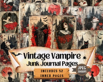 不気味なヴァンパイアのジャンクジャーナルキット：ハロウィーンの