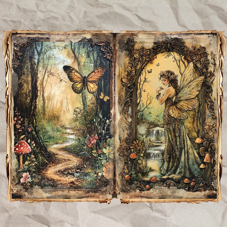 Fairy Tale Junk Journal Pages: Vintage Shabby Chic Collage (digital ...