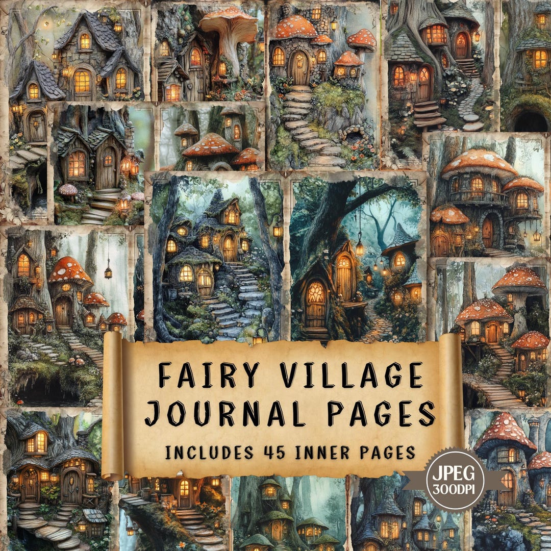 Fairy Village Junk Journal Kit: Shabby Chic Forest Pages (45 Jpegs) - Etsy