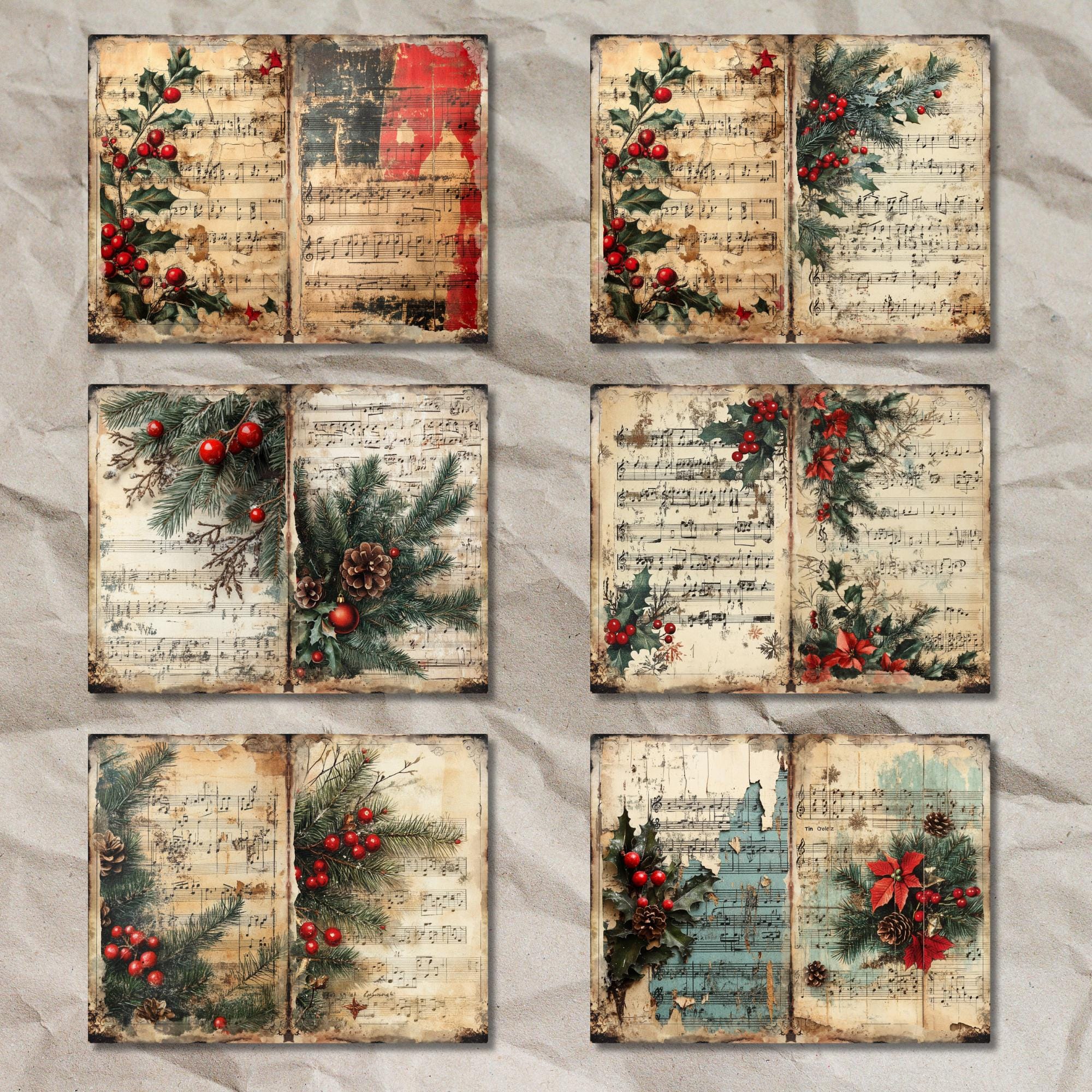Vintage Christmas Music Sheet: Shabby Chic Junk Journal (48 JPEG) - Etsy