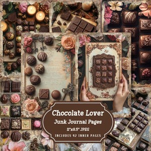 Chocolate Lover Junk Journal Kit: Shabby Chic Ephemera (42 JPEG)