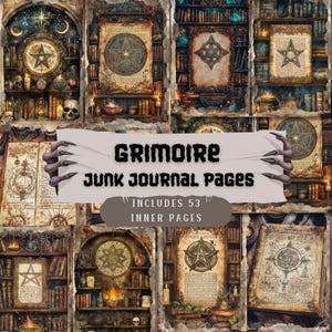 Grimoire Book of Shadows: Shabby Chic Junk Journal Pages (53 JPEG) (Digital Download)